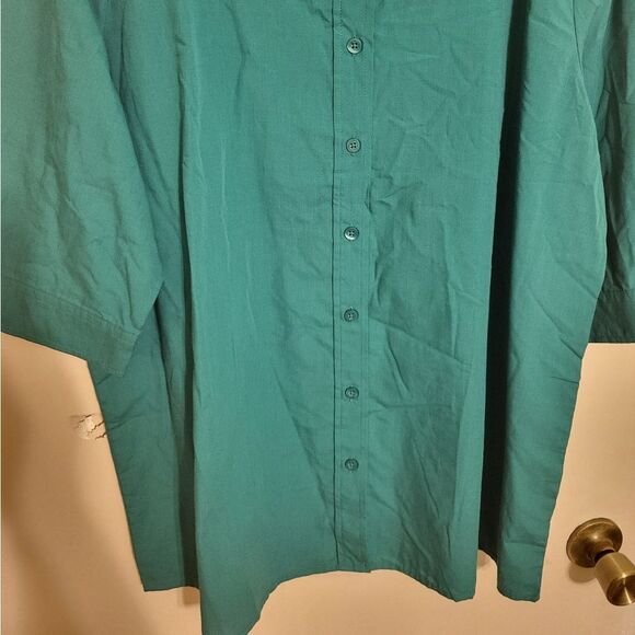 American Sweetheart Green Turquoise Button Up Blouse, XL - Picture 4 of 7